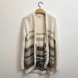 Hollister Cozy Soft Cardigan Sweater Cream Brown Neutral Western small